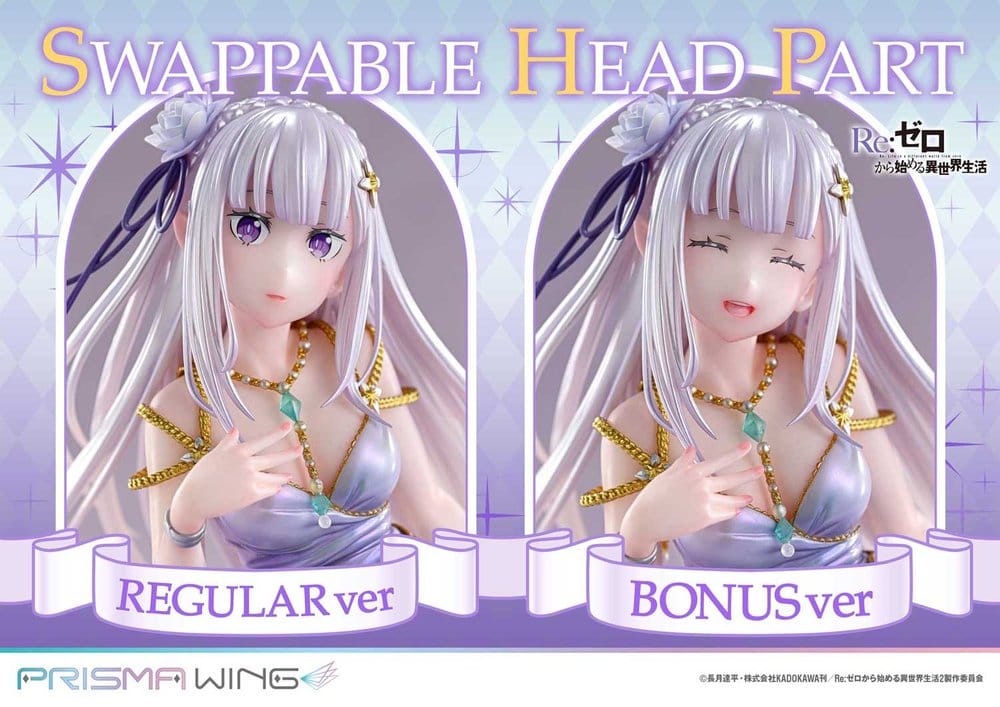 Re:Zero Prisma Wing Estatua 1/7 Emilia Glass Edition Bonus Version 29 cm