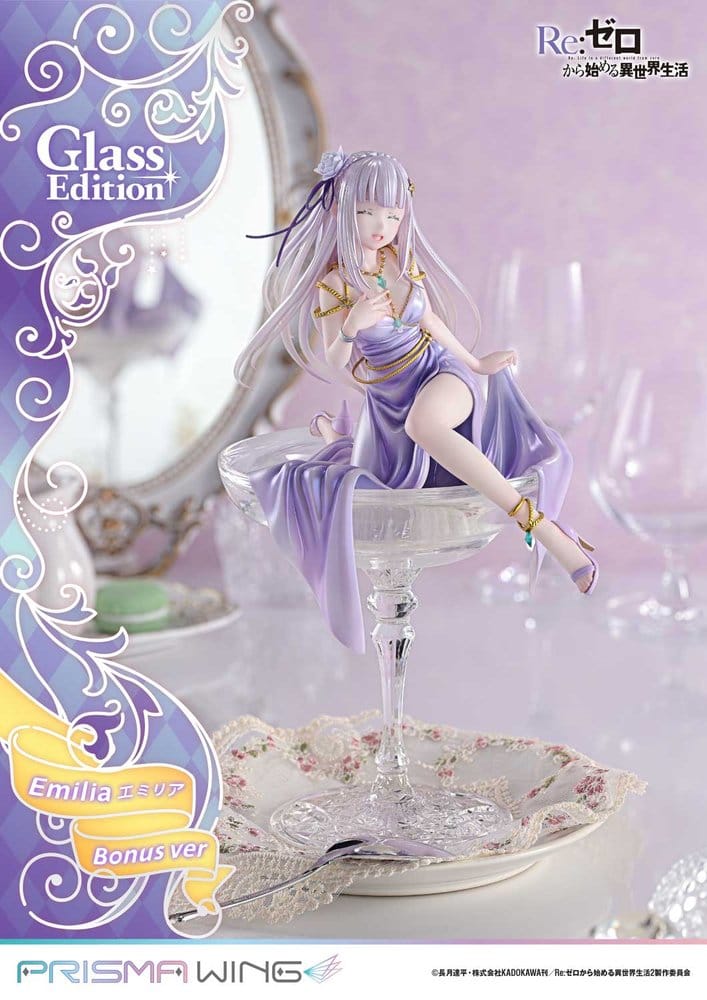 Re:Zero Prisma Wing Estatua 1/7 Emilia Glass Edition Bonus Version 29 cm