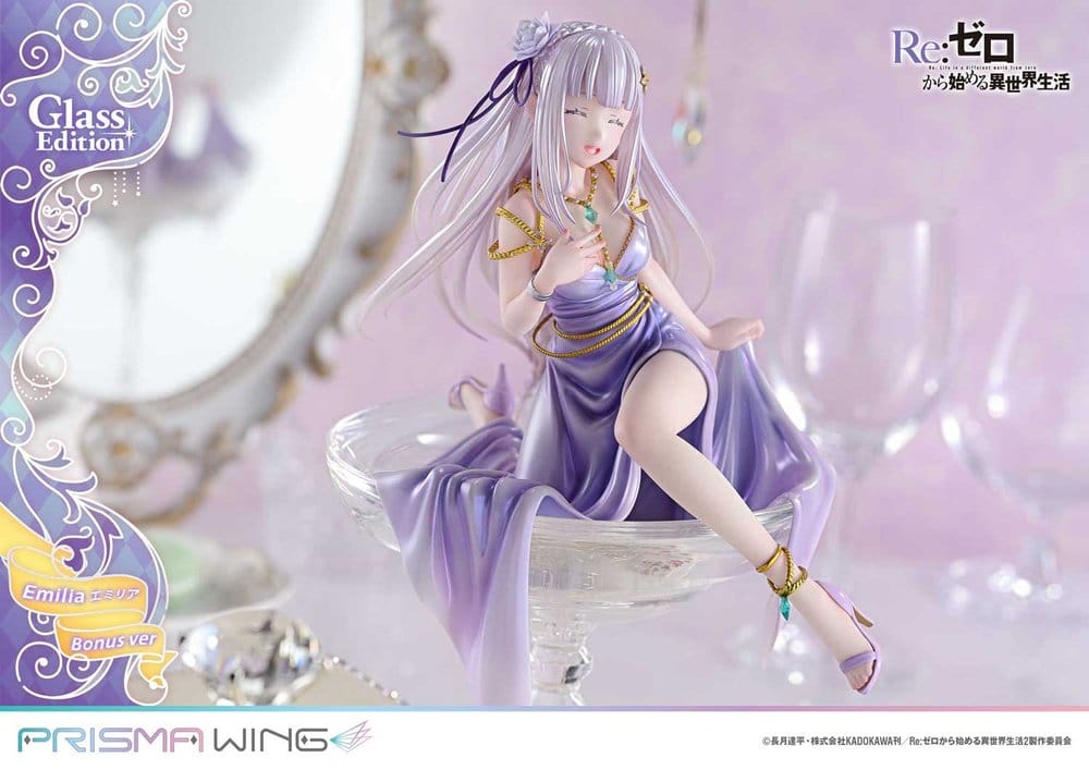Re:Zero Prisma Wing Estatua 1/7 Emilia Glass Edition Bonus Version 29 cm