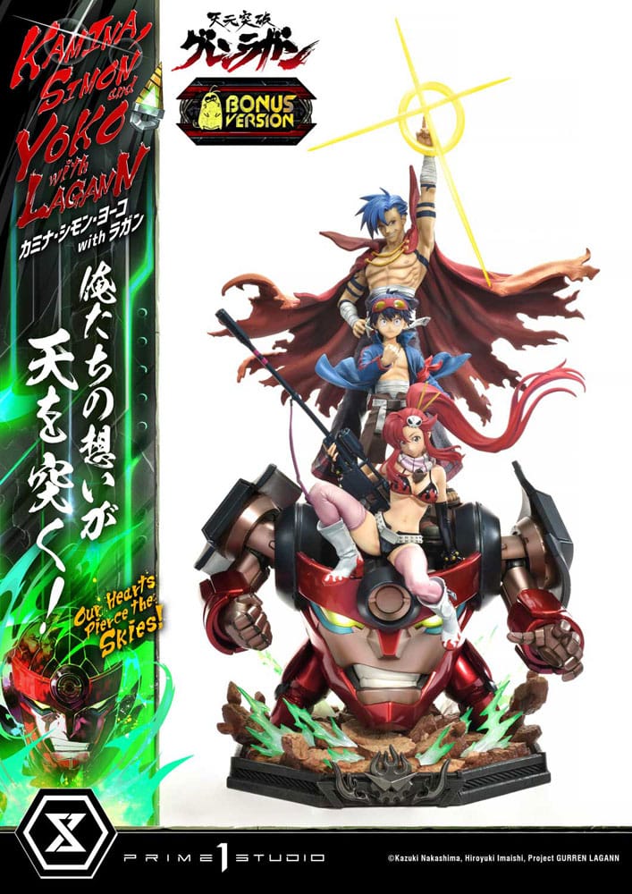 Gurren Lagann Estátua Ultimate Premium Masterline Series 1/4 Kamina, Simon & Yoko com Lagann Deluxe Bonus Version 97 cm Frikytopia