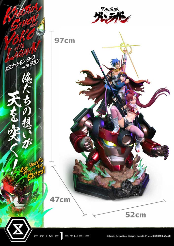 Gurren Lagann Estátua Ultimate Premium Masterline Series 1/4 Kamina, Simon & Yoko com Lagann Deluxe Bonus Version 97 cm