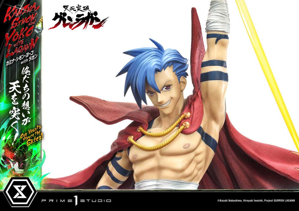 Gurren Lagann Estátua Ultimate Premium Masterline Series 1/4 Kamina, Simon & Yoko com Lagann Deluxe Bonus Version 97 cm