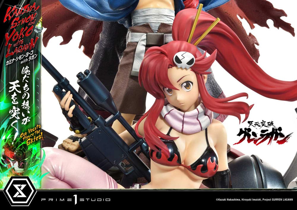 Gurren Lagann Estátua Ultimate Premium Masterline Series 1/4 Kamina, Simon & Yoko com Lagann Deluxe Bonus Version 97 cm