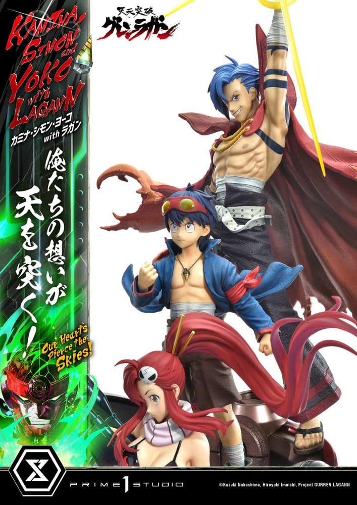 Gurren Lagann Estátua Ultimate Premium Masterline Series 1/4 Kamina, Simon & Yoko com Lagann Deluxe Bonus Version 97 cm