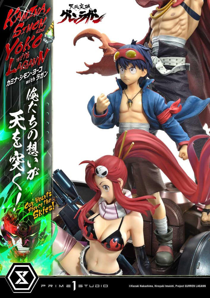 Gurren Lagann Estátua Ultimate Premium Masterline Series 1/4 Kamina, Simon & Yoko com Lagann Deluxe Bonus Version 97 cm