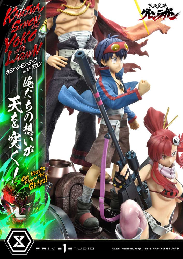 Gurren Lagann Estátua Ultimate Premium Masterline Series 1/4 Kamina, Simon & Yoko com Lagann Deluxe Bonus Version 97 cm