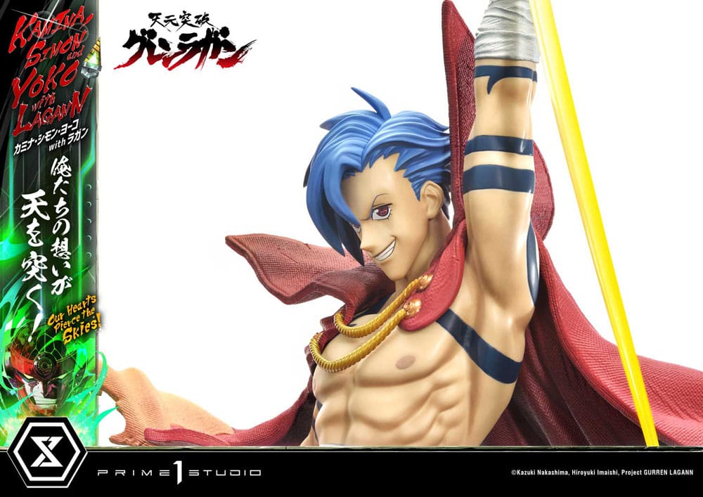 Gurren Lagann Estátua Ultimate Premium Masterline Series 1/4 Kamina, Simon & Yoko com Lagann Deluxe Bonus Version 97 cm