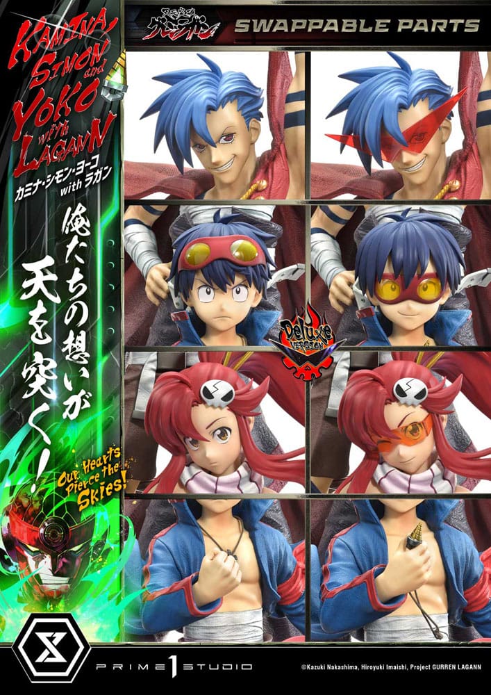 Gurren Lagann Estátua Ultimate Premium Masterline Series 1/4 Kamina, Simon & Yoko com Lagann Deluxe Bonus Version 97 cm