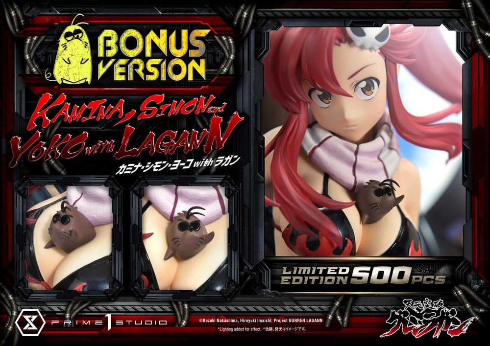Gurren Lagann Estátua Ultimate Premium Masterline Series 1/4 Kamina, Simon & Yoko com Lagann Deluxe Bonus Version 97 cm