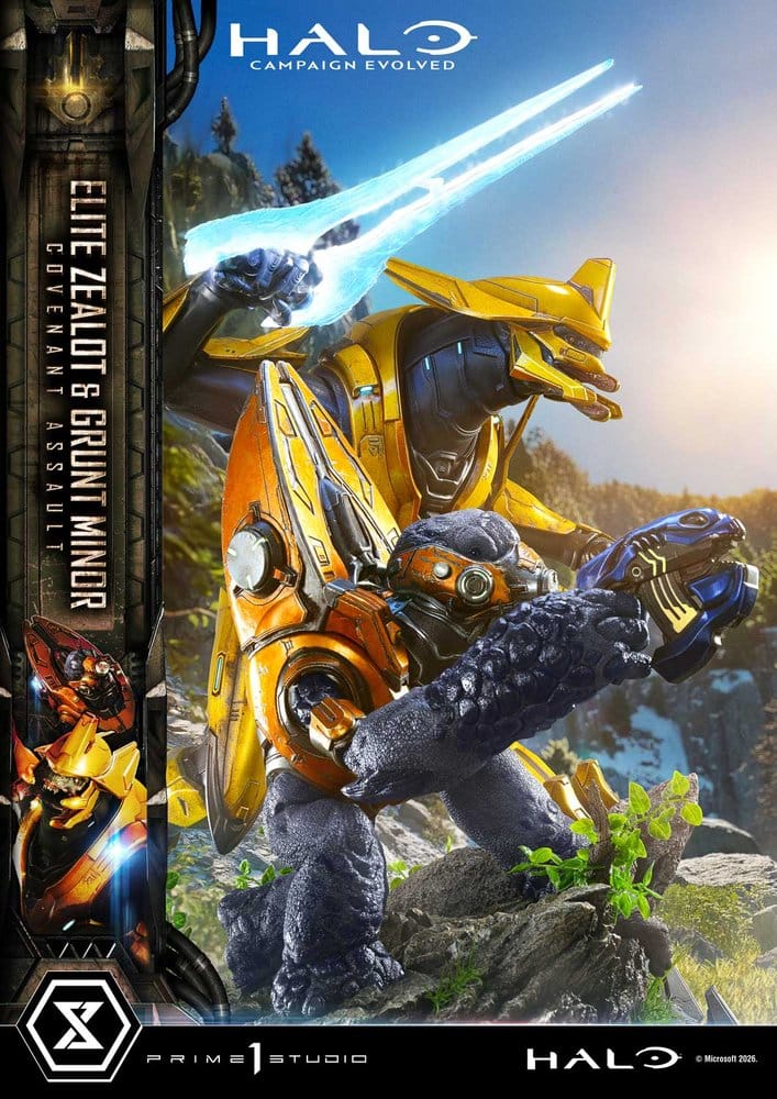 Halo: Campaign Evolved Ultimate Premium Masterline Series Estatua 1/4 Elite Zealot & Grunt Minor: Covenant Assault 81 cm