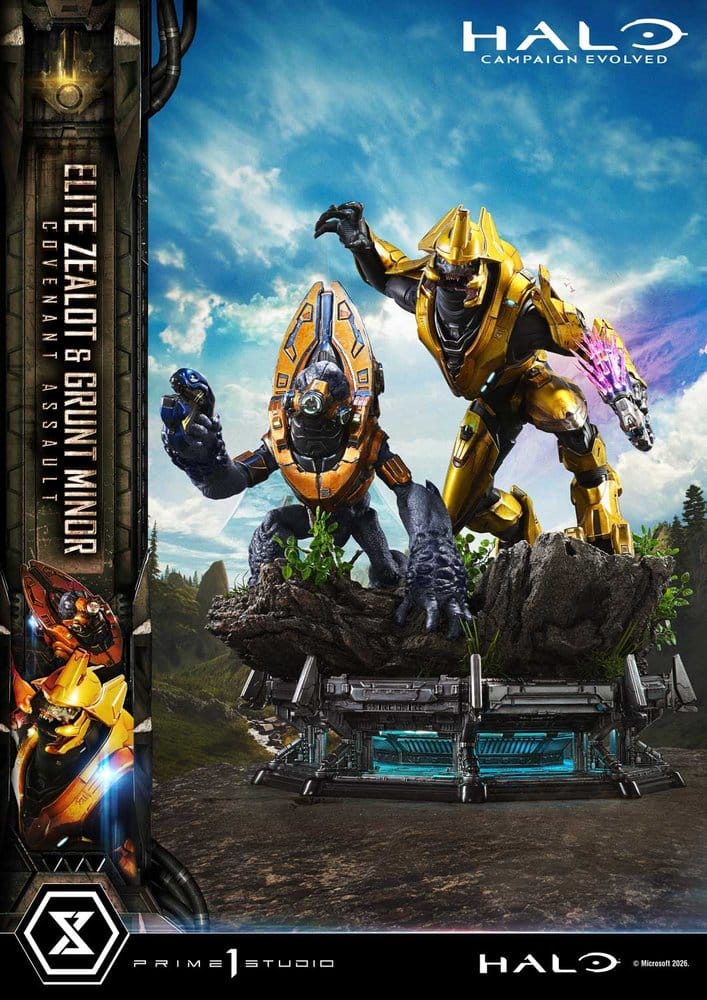 Halo: Campaign Evolved Ultimate Premium Masterline Series Estatua 1/4 Elite Zealot & Grunt Minor: Covenant Assault Bonus Version 81 cm Frikytopia