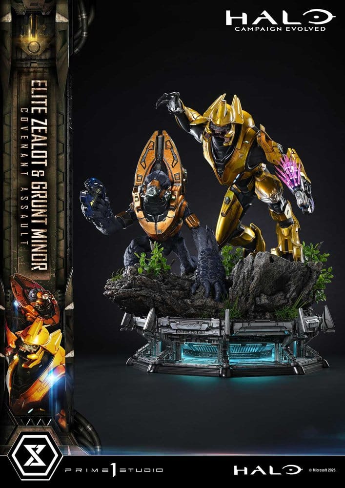 Halo: Campaign Evolved Ultimate Premium Masterline Series Estatua 1/4 Elite Zealot & Grunt Minor: Covenant Assault Bonus Version 81 cm