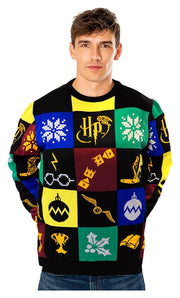 Harry Potter Sudadera navideña Deluxe Patchwork Knitted Talla M