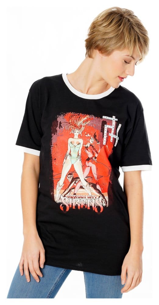 Gotham City Sirens Camiseta Crossword Black Ringer Talla M