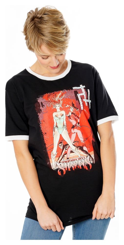 Gotham City Sirens Camiseta Crossword Black Ringer Talla S