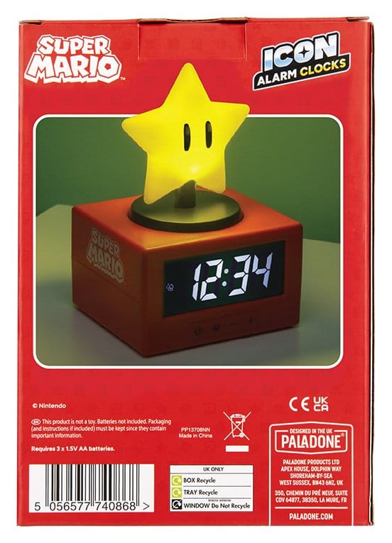 Super Mario Icon despertador Super Star 15 cm