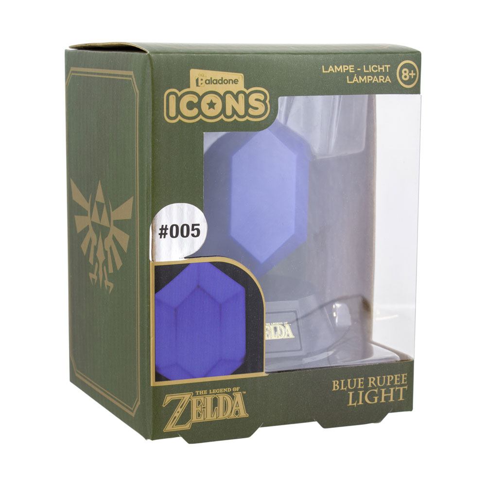 The Legend of Zelda Bros candeeiro 3D Icon Blue Rupee 10 cm