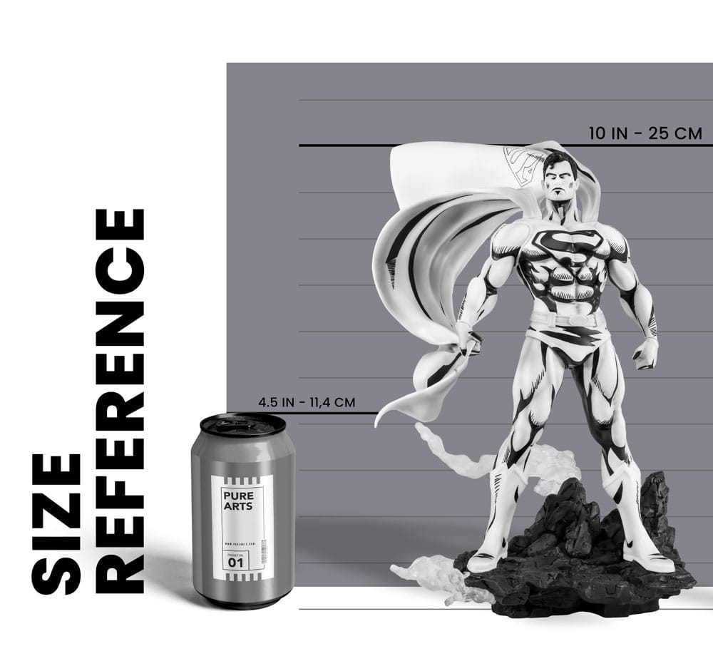 O Homem de Aço PX Estátua PVC 1/8 SDCC 2024 Superman Black & White Version 36 cm