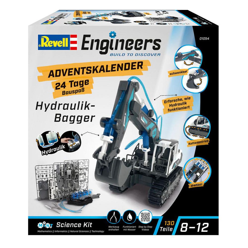 Revell Engineers Calendario de adviento Kit de maqueta de excavadora hidráulica
