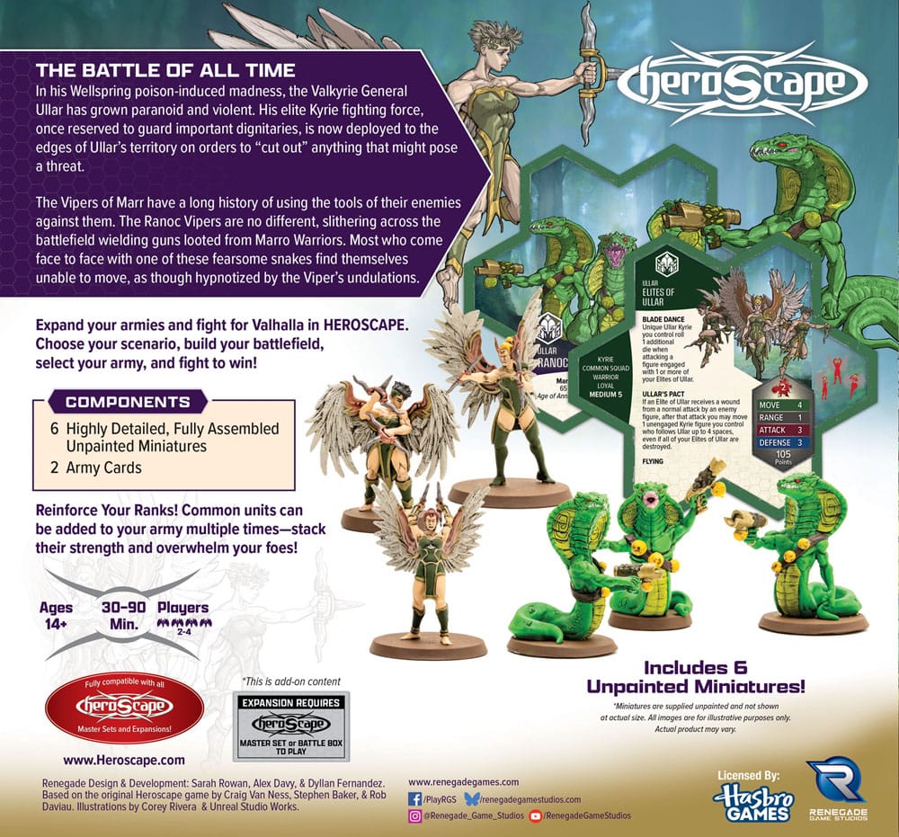 Heroscape expansión del ejército Age of Annihilation Elites of Ullar & Ranoc Vipers (Common) *Edición Inglés*