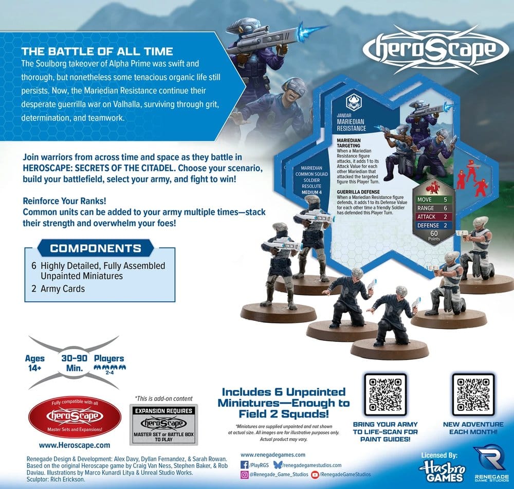 Heroscape Expansão de exército Mariedian Resistance Fighters Standard Edition *Edição Inglês*