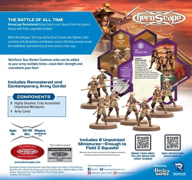 Heroscape Expansão de exército Ashigaru Yari Remastered Standard Edition *Edição Inglês*