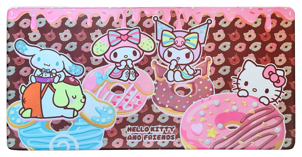 Sanrio XXL Alfombrilla de ratón Pink Black Party Series Hello Kitty & Friends Donuts Frikytopia