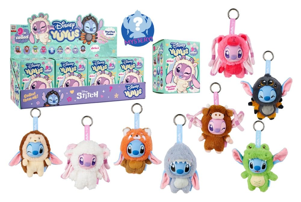 Disney YuYus Porta-chaves de Peluche Wave 2 Stitch & Angel 13 cm Blindbox Display (8)