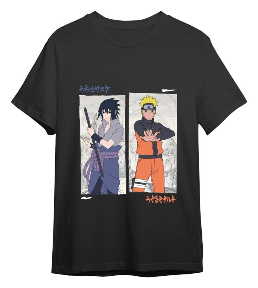 Naruto Shippuden Camiseta Naruto vs Sasuke Black Talla M Frikytopia