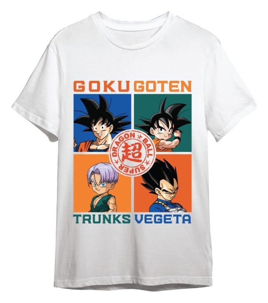 Dragon Ball Super Camiseta Goku, Goten, Trunks, Vegeta Blanco Talla XL Frikytopia