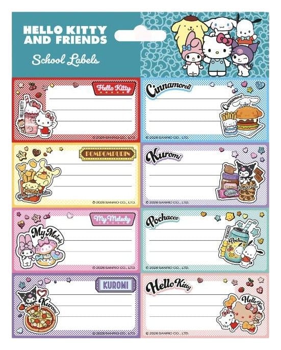 Hello Kitty and Friends Etiquetas Escolares American Diner Version