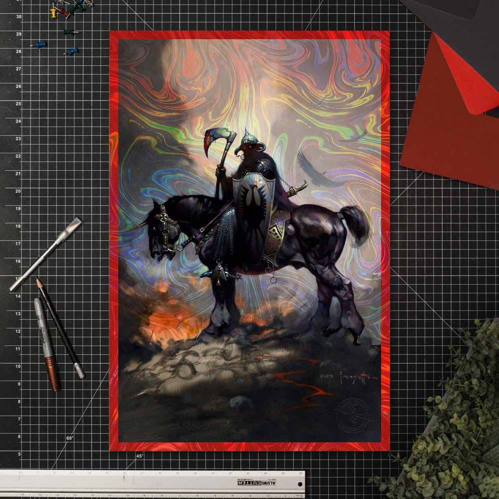 Frank Frazetta Litografia Death Dealer I Rainbow Lava Holofoil 61 x 41 cm - sem moldura