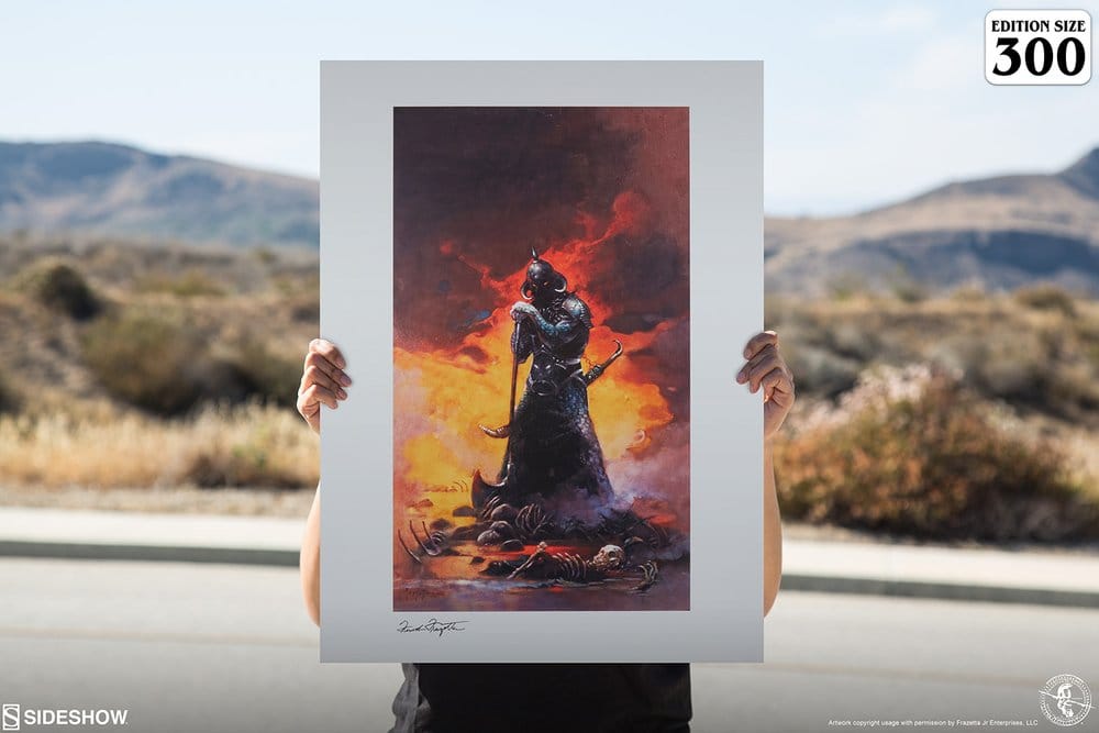 Frank Frazetta Litografia Death Dealer III (Revised) Rainbow Lava Holofoil 41 x 61 cm - sem moldura