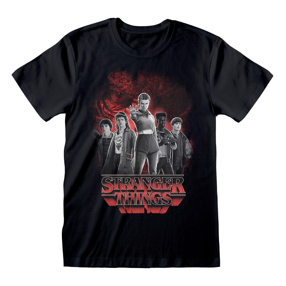 Stranger Things Camiseta Group with Vecna behind Balck and White talla M
