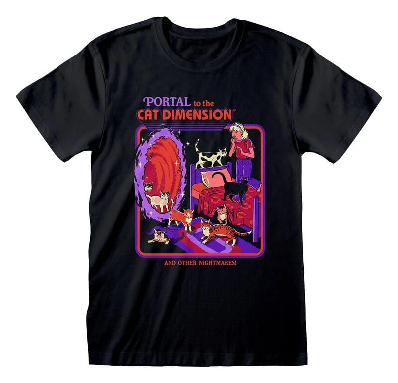 Steven Rhodes T-shirt Cat Dimension Black Tamanho M Frikytopia
