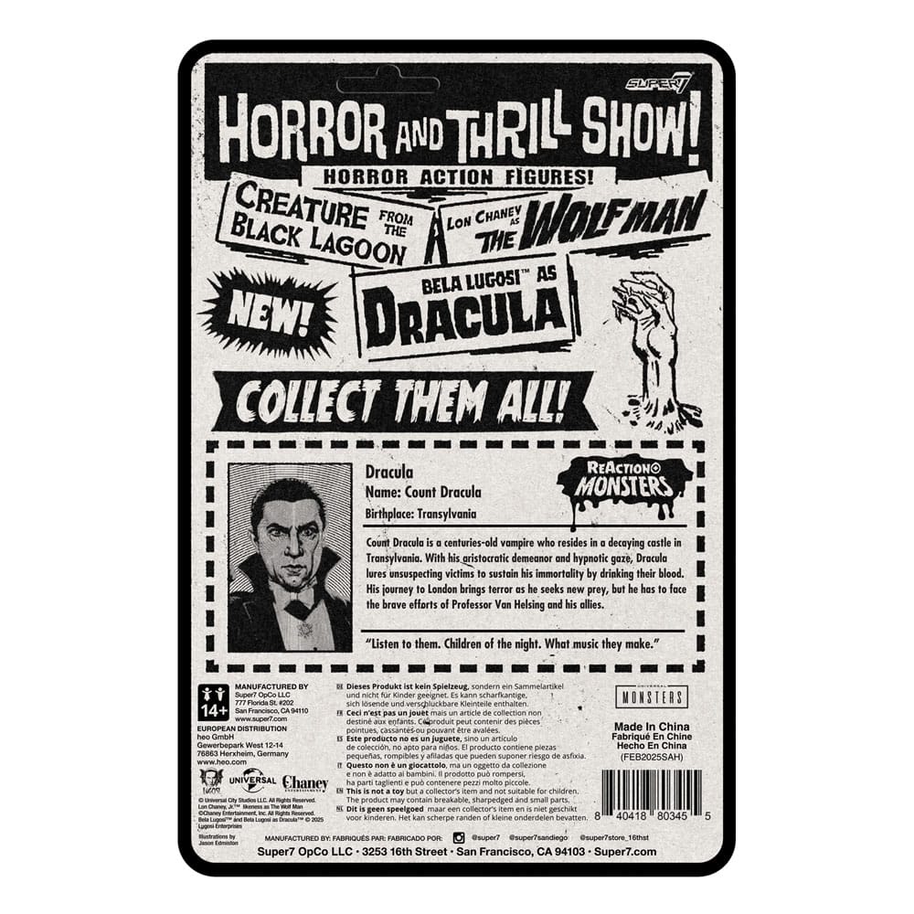 Universal Monsters Figura ReAction+ Wave 1 Drácula 10 cm