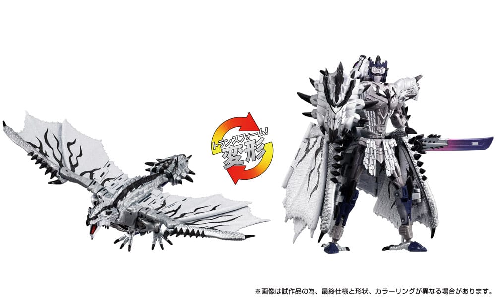 Figura hasbro transformers x monster hunter silver rathalos prime