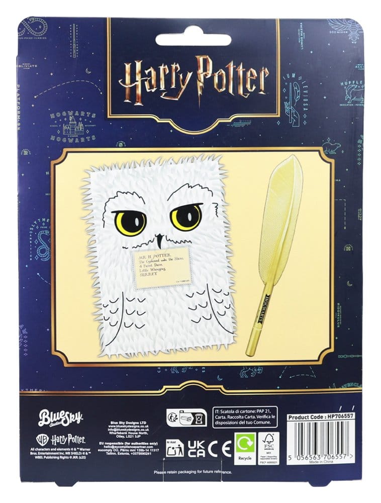Harry Potter Libreta de Peluche Set con bolígrafo Hedwig Magical Locations