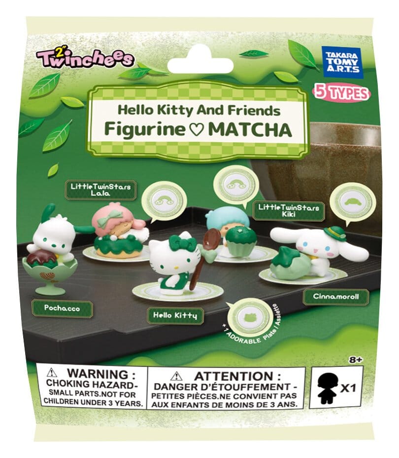 Sanrio Minifiguras Twinchees Hello Kitty & Friends I Love Matcha 5 cm Blind Pack Expositor (24)