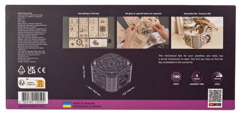 Ugears Puzzle de madera 3D Caja del Tesoro