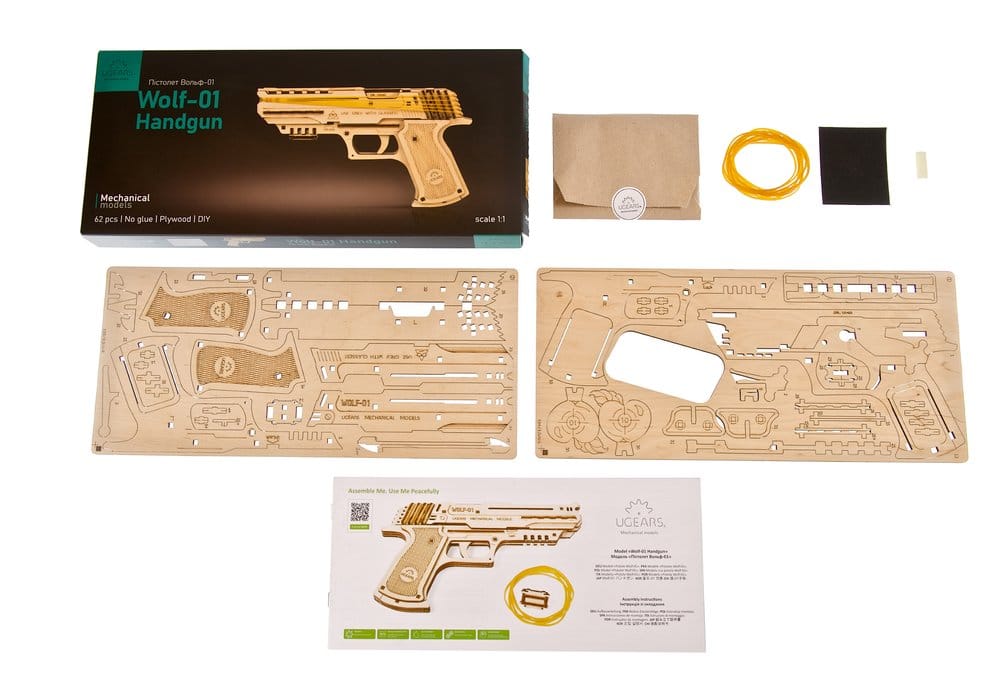 Ugears Puzzle de madera 3D Wolf-01 Pistola
