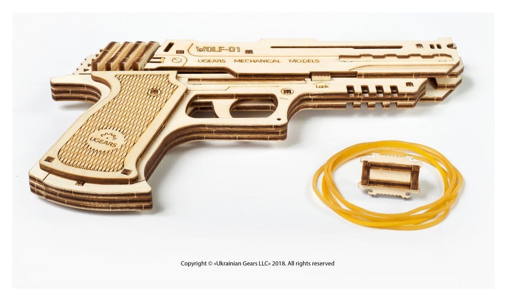 Ugears Puzzle de madera 3D Wolf-01 Pistola