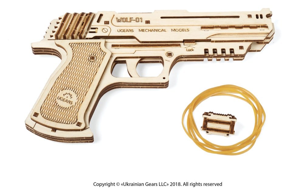 Ugears Puzzle de madera 3D Wolf-01 Pistola