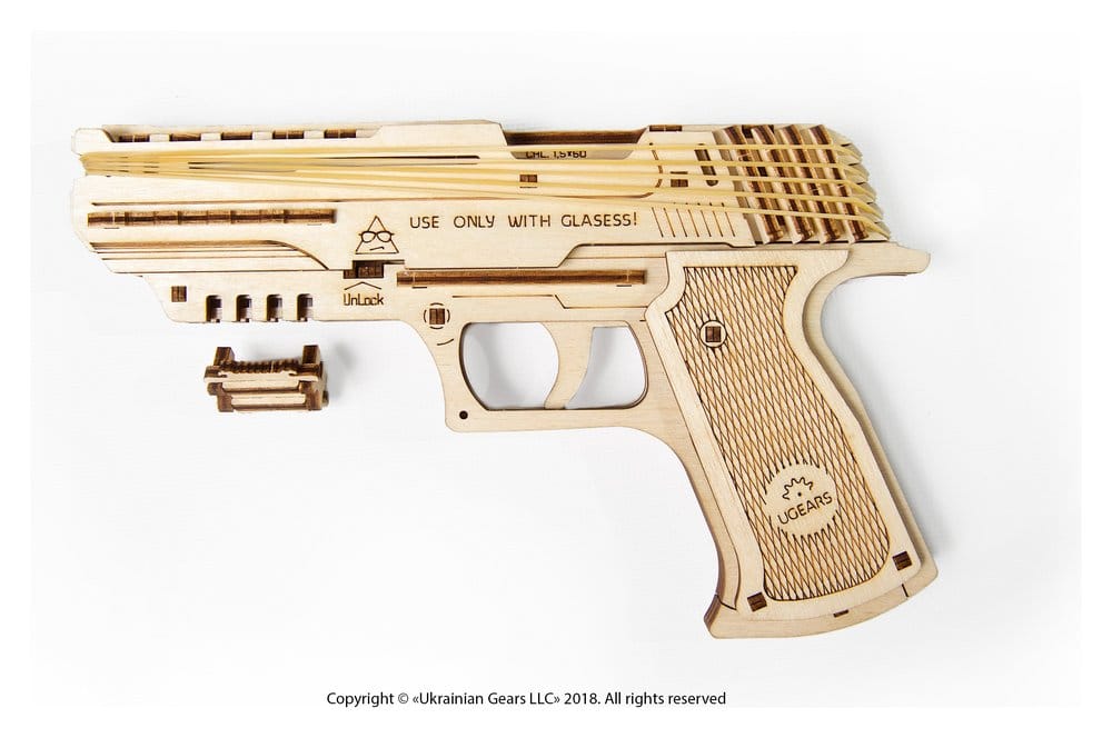 Ugears Puzzle de madera 3D Wolf-01 Pistola