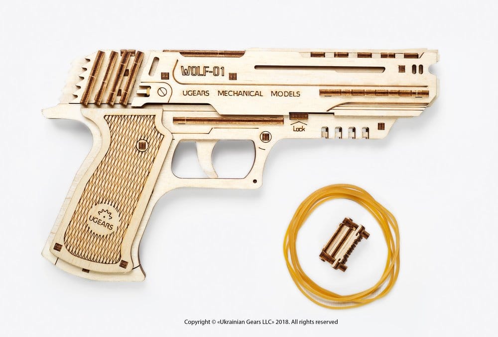 Ugears Puzzle de madera 3D Wolf-01 Pistola