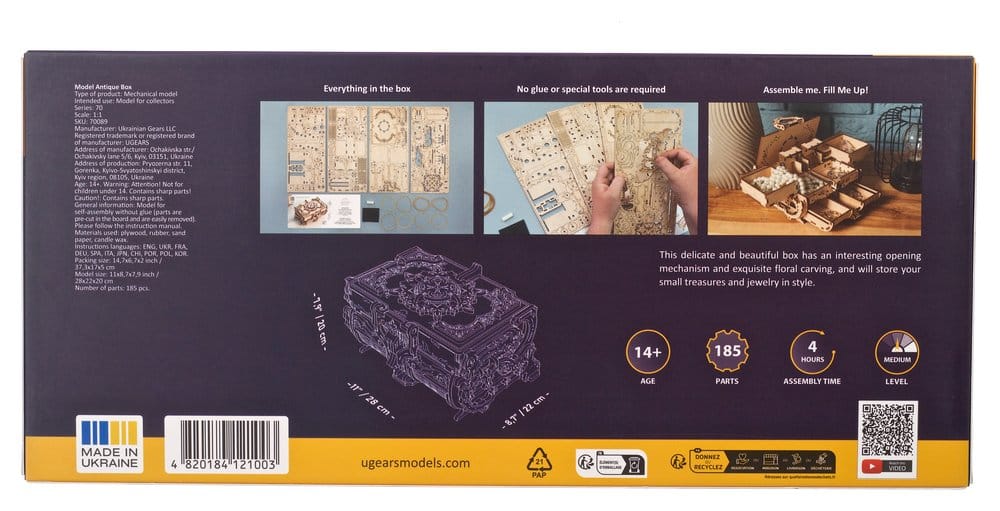 Ugears Puzzle de madera 3D Cofrecito de época