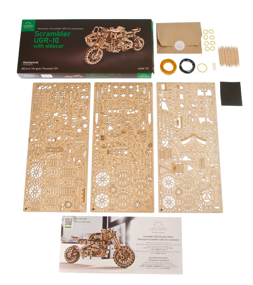 Ugears Puzzle de madera 3D Scrambler UGR-10 con sidecar