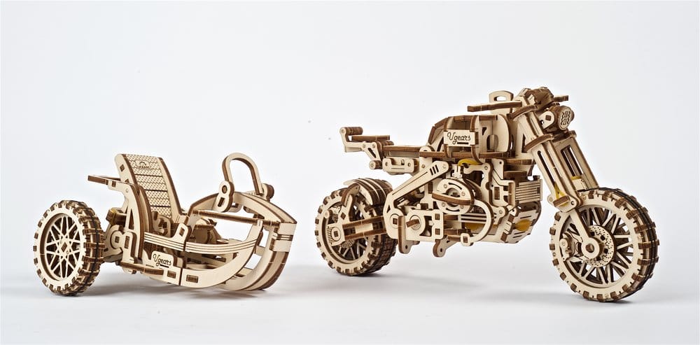 Ugears Puzzle de madera 3D Scrambler UGR-10 con sidecar
