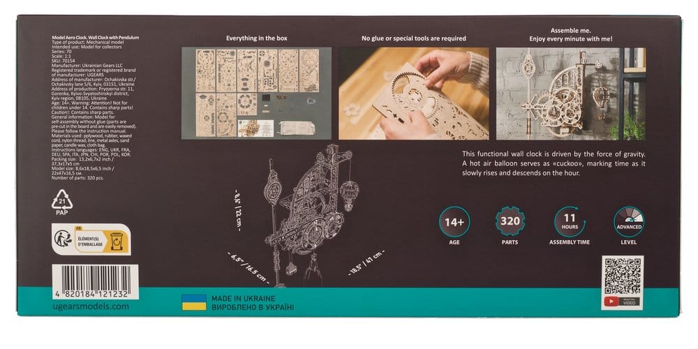 Ugears Puzzle de madera 3D Reloj Aero