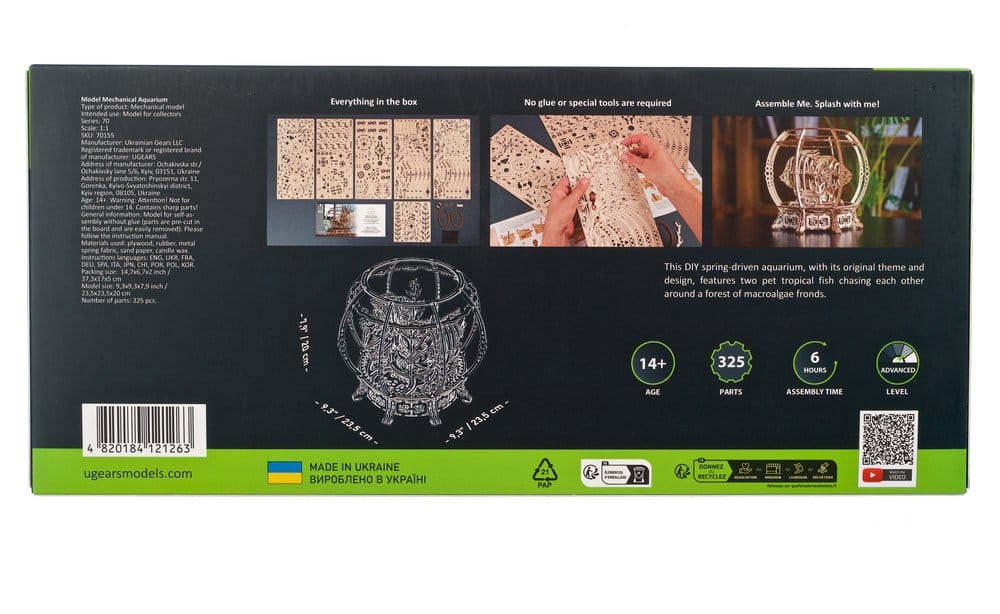 Ugears Puzzle de madera 3D Acuario Mecánico